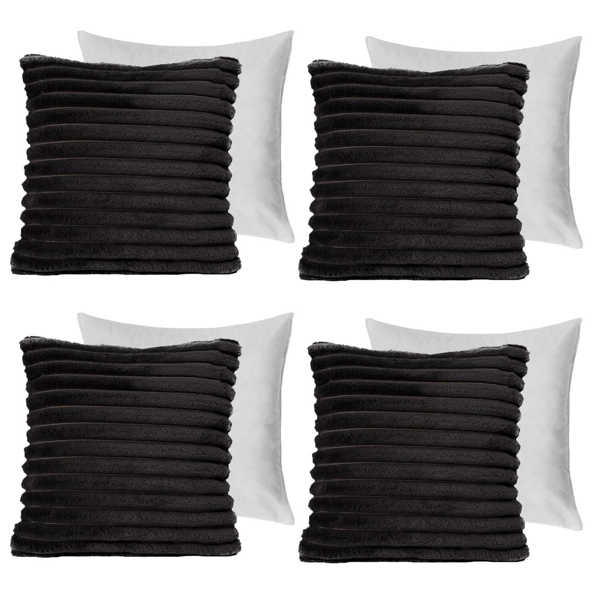 OHS Thick Rib Cushion Covers Faux Fur Soft Fleece Square Pillowcases Home Decor