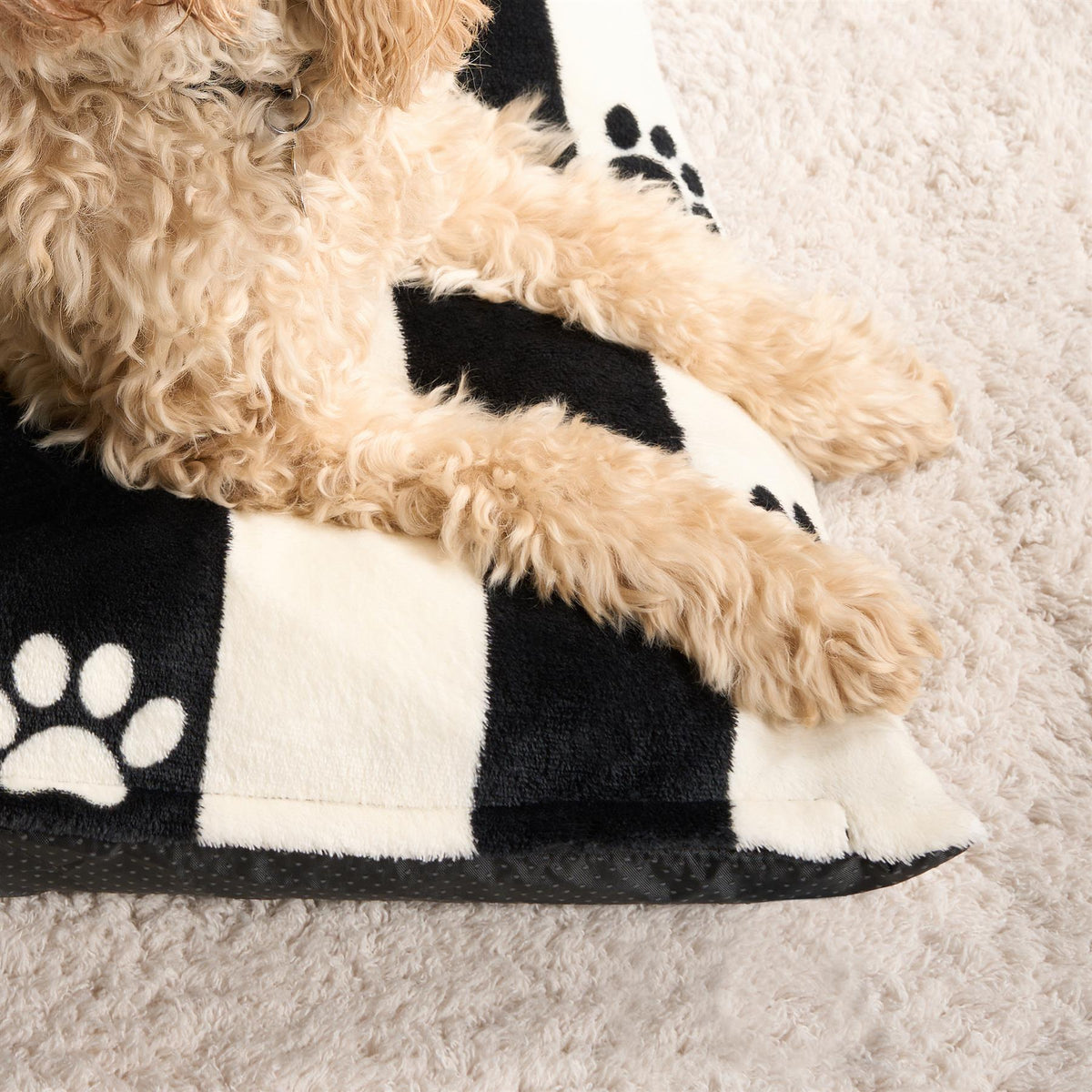 OHS Print Pet Bed Fleece Paw Checks Leopard Stripes Xmas Calming Cushion Dog Cat