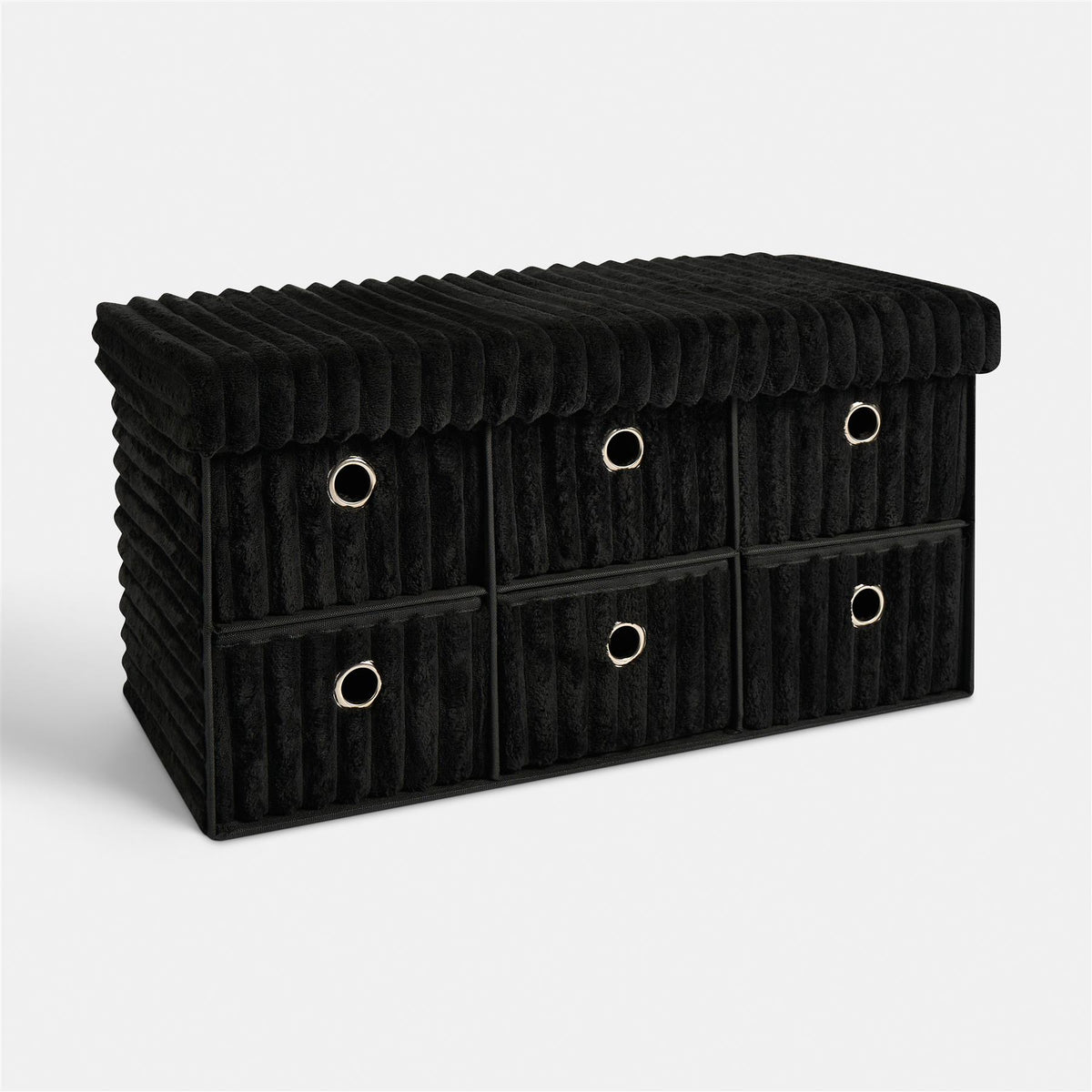 Storage Cube Unit 6 Draw Ottoman Space Saving Velvet Chest Shoe Boucle Organiser