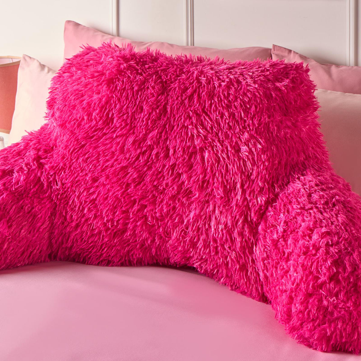 OHS Fluffy Cuddle Cushion Reading Pillow with Arms Lumbar Bed Chair