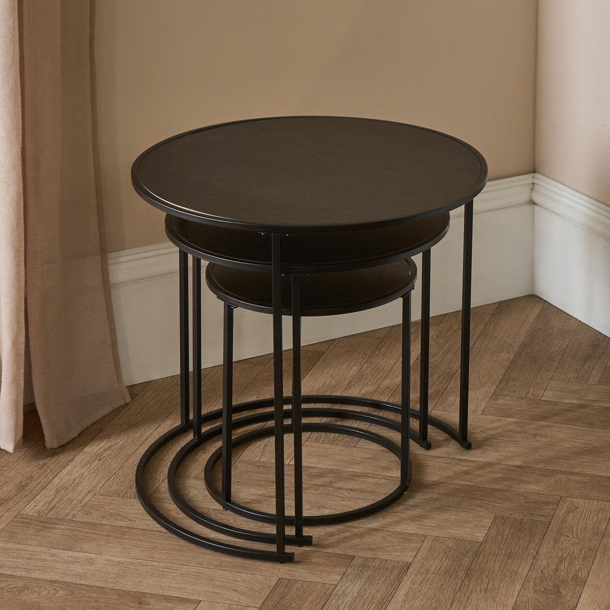 OHS Manhattan Nesting Table Stacking Coffee Side Wooden Effect Tables Set of 2/3
