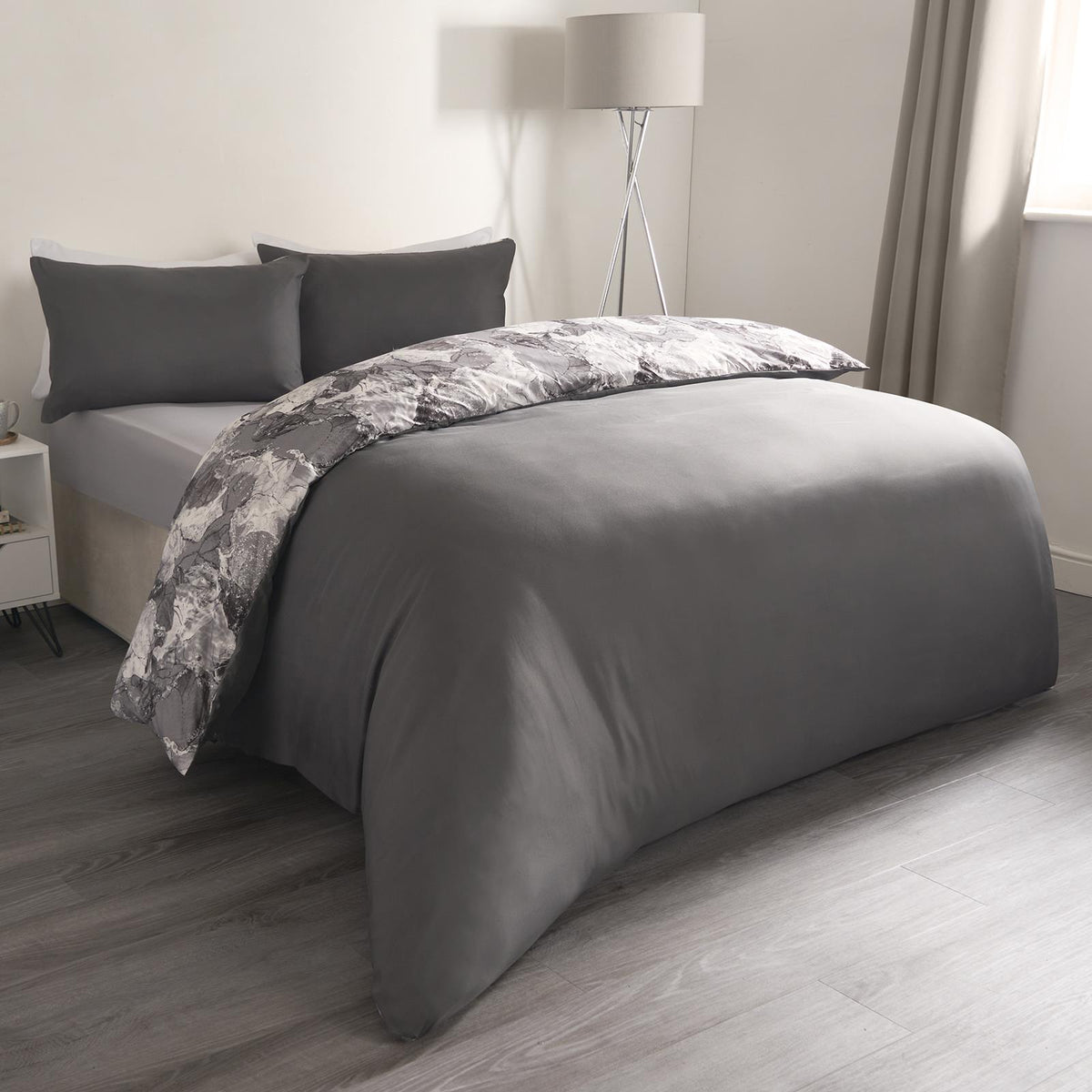OHS Marble Bedding Set Reversible Duvet Cover with Pillowcase Single Double King