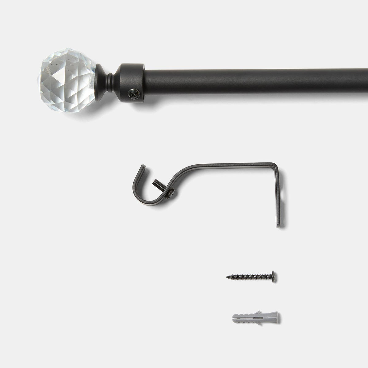 OHS 120-200cm Curtain Pole Extendable Metal 16mm Ball Trumpet Twist Finnials