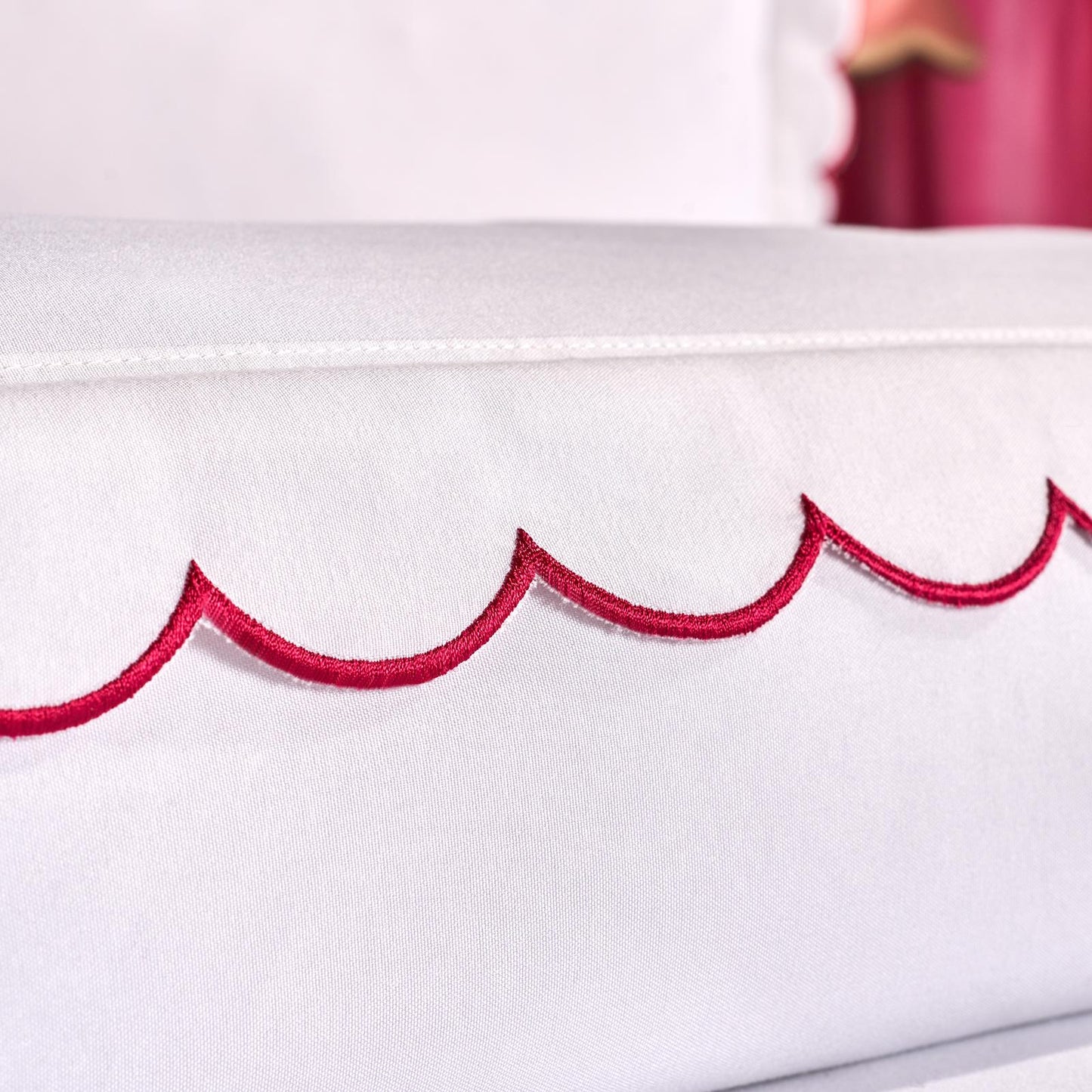 OHS Scallop Edge Bedding Set Microfibre Contrast Duvet Cover with Pillowcase
