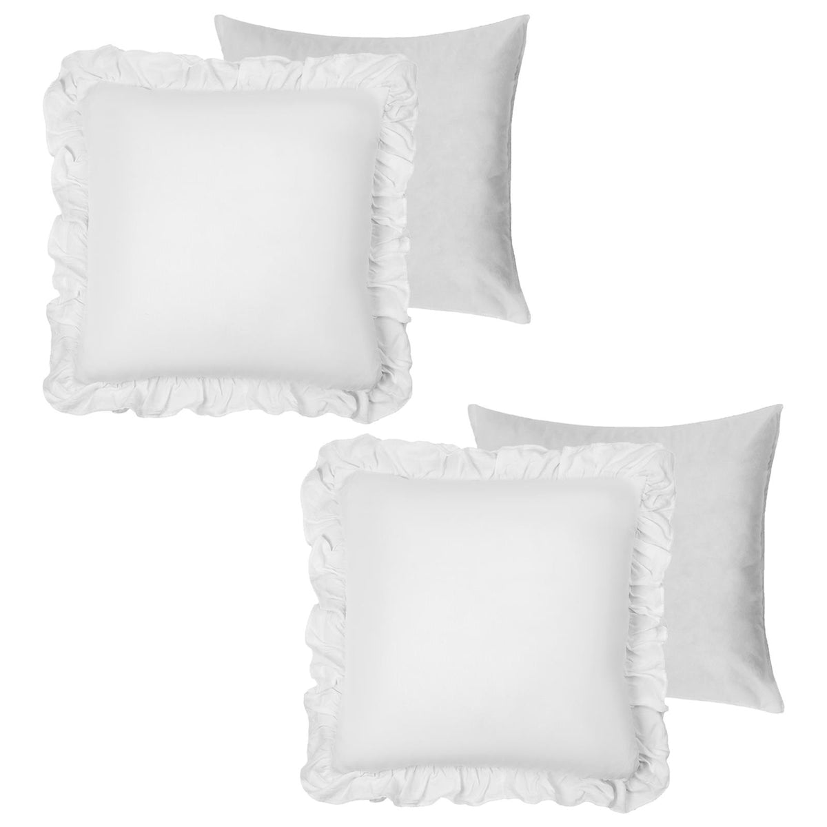OHS Frill Cushion Covers Faux Linen Soft Square Pillowcases Home Decor Multipack