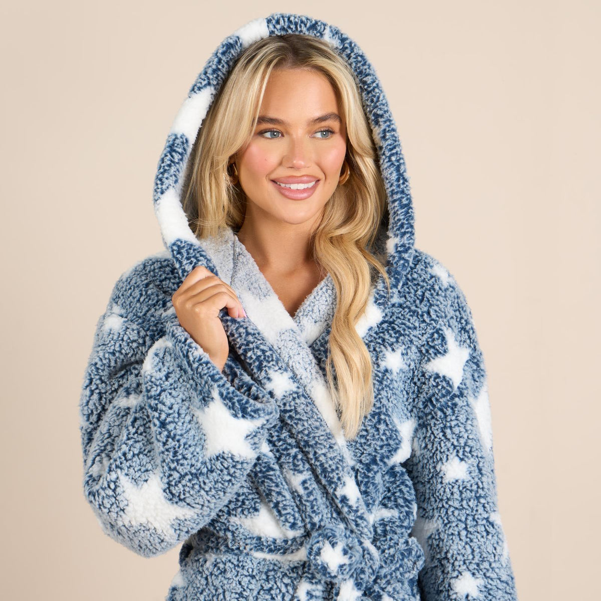 OHS Teddy Marl Dressing Gown Prints Ladies Warm Womens Loungewear Bathrobe