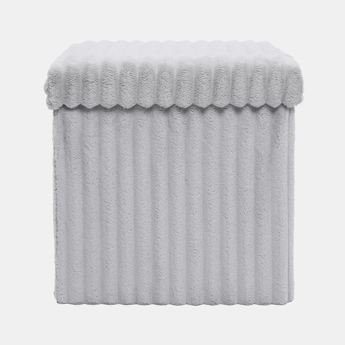OHS Storage Box Lid Ottoman Folding Ribbed Fleece Footstool Tub Seat