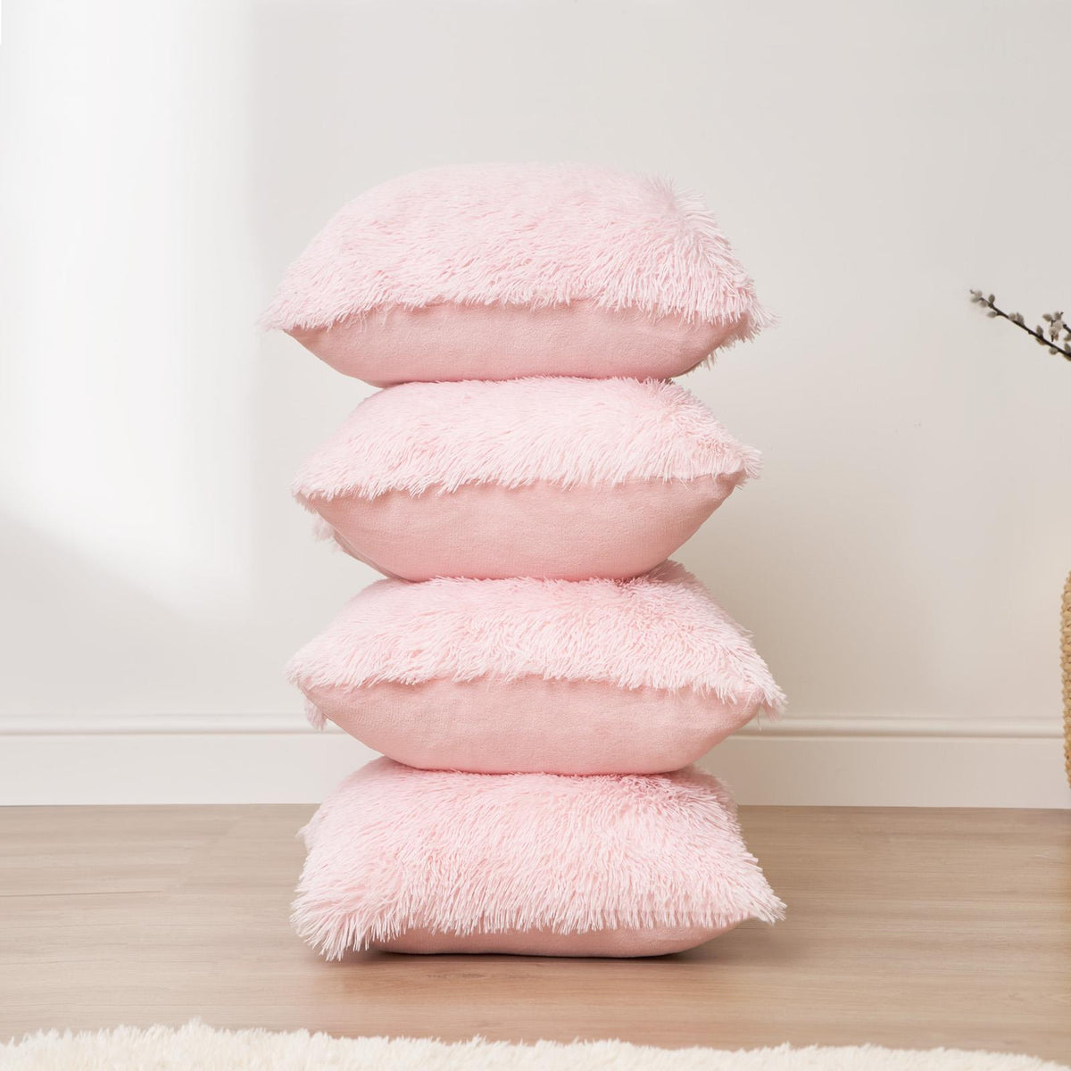 OHS Fluffy Cushion Covers 2 Pack Soft Fleece Square Pillowcases Home Decor