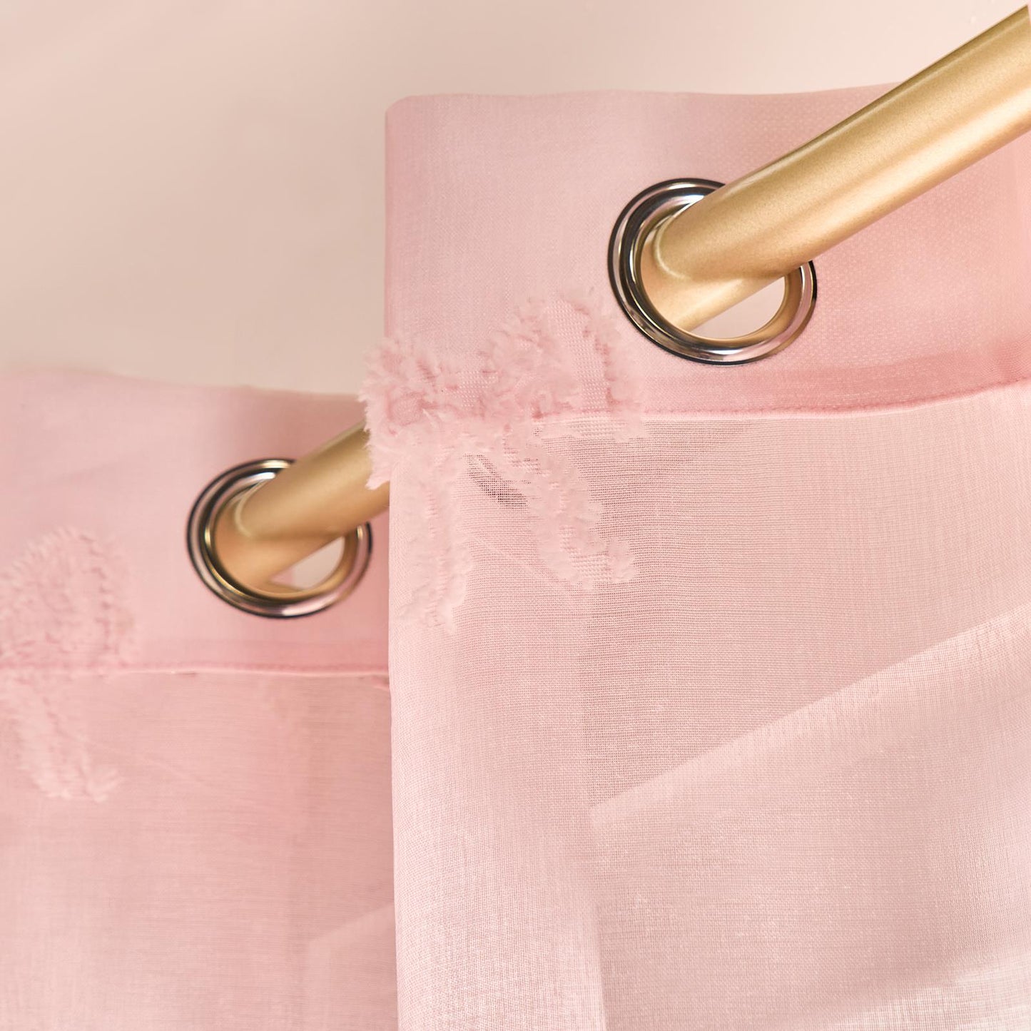 OHS Tufted Bows Voile Net Curtains Pair of 2 Window Panels Slot Top Set