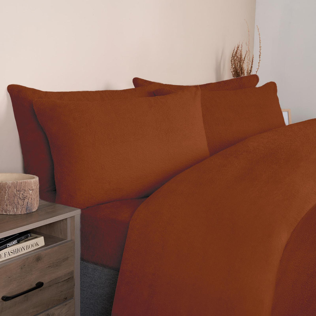 OHS Teddy Fleece Duvet Cover with Pillow Case Thermal Warm Bedding Set