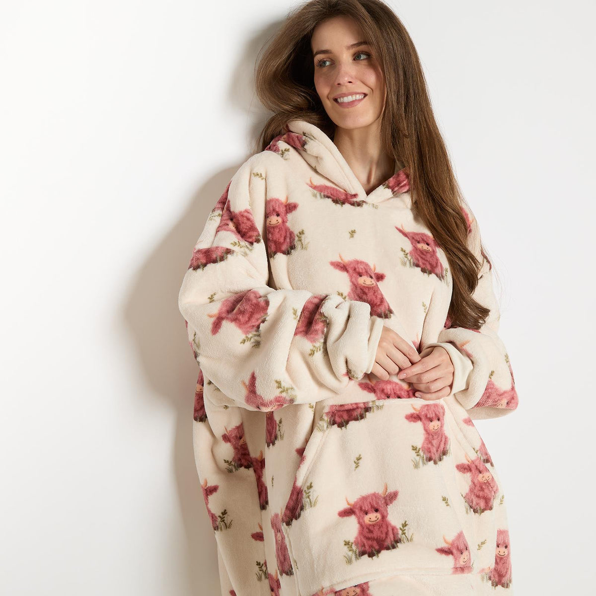 OHS Pet Prints Hoodie Blanket Sherpa Lined Fleece Wearable Throw Thermal