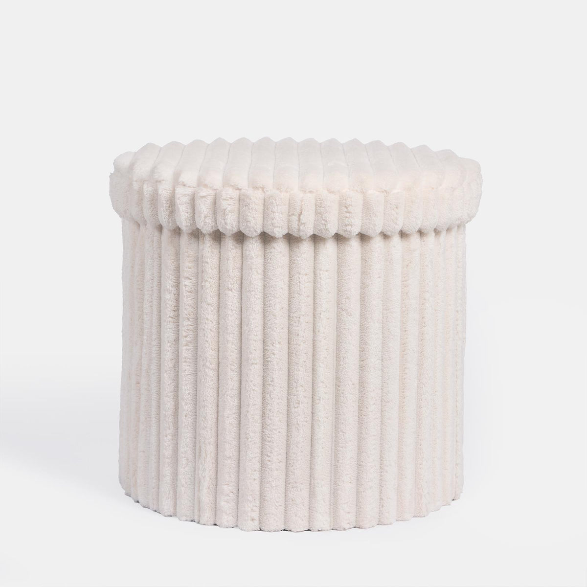 OHS Storage Box Lid Ottoman Folding Ribbed Fleece Footstool Tub Seat