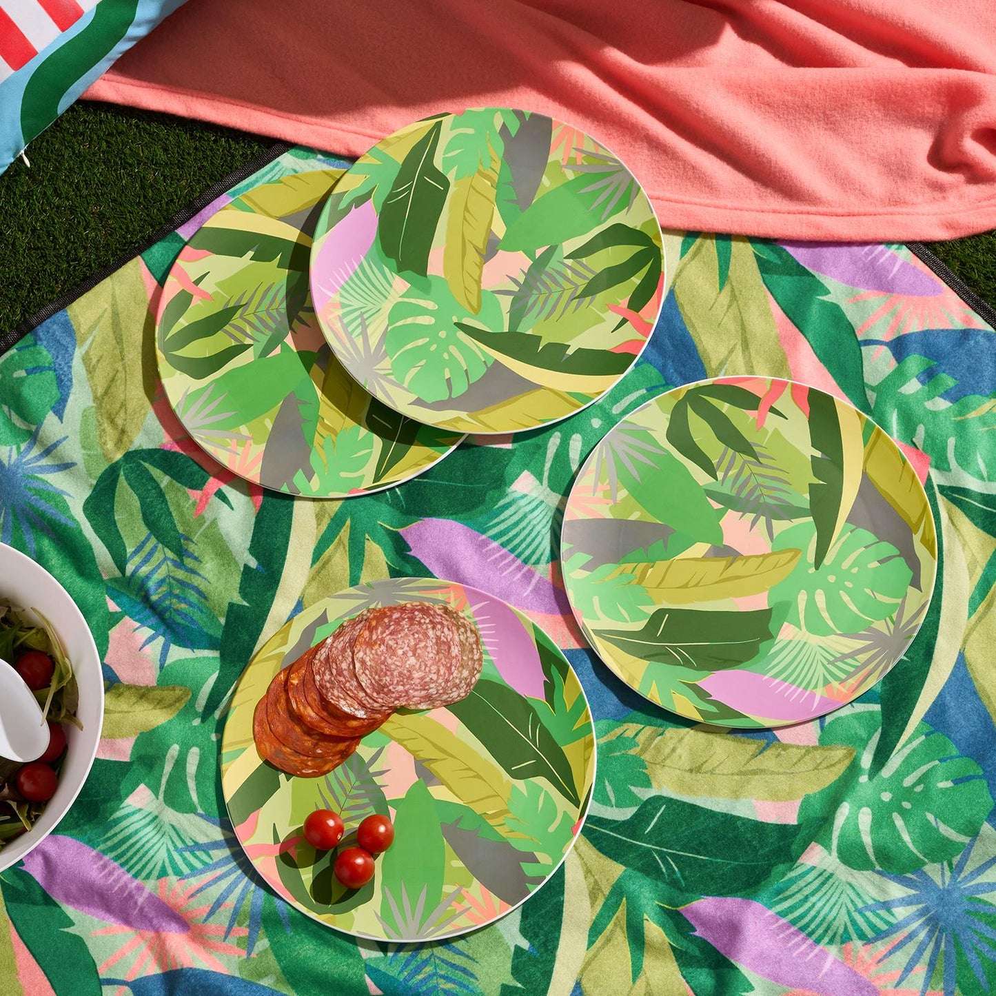 OHS Printed Picnicware Wine Cooler OR Picnic Blanket OR Bag Plates Bowls Glasses