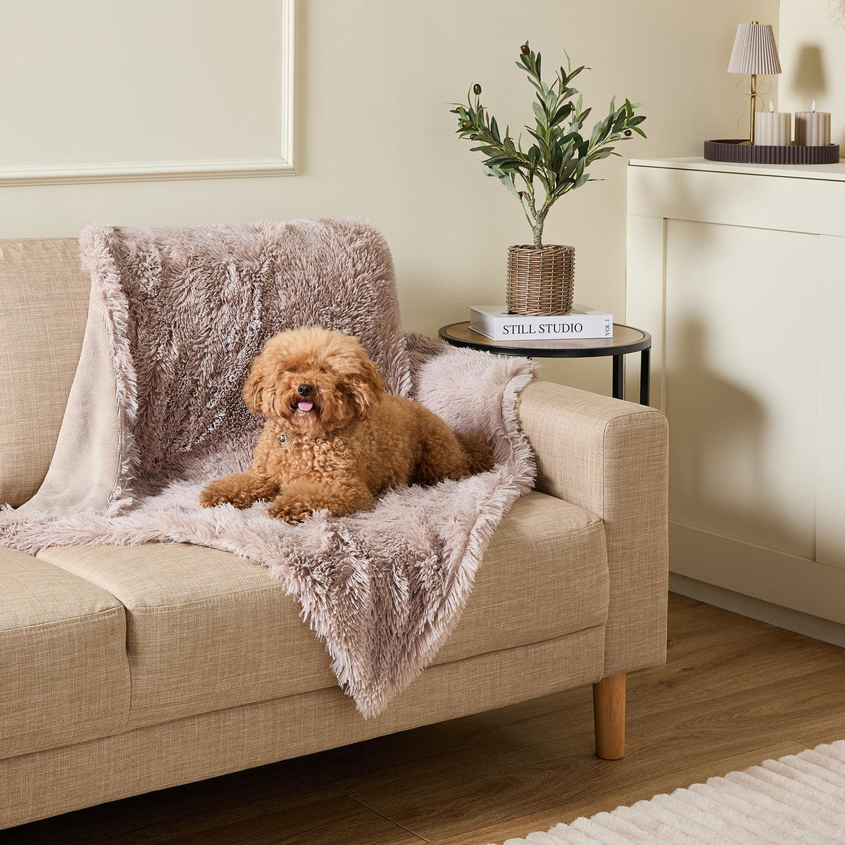 OHS Pet Fleece Throw Fluffy Calming Foldable Travel Dog Puppy Cat Blanket