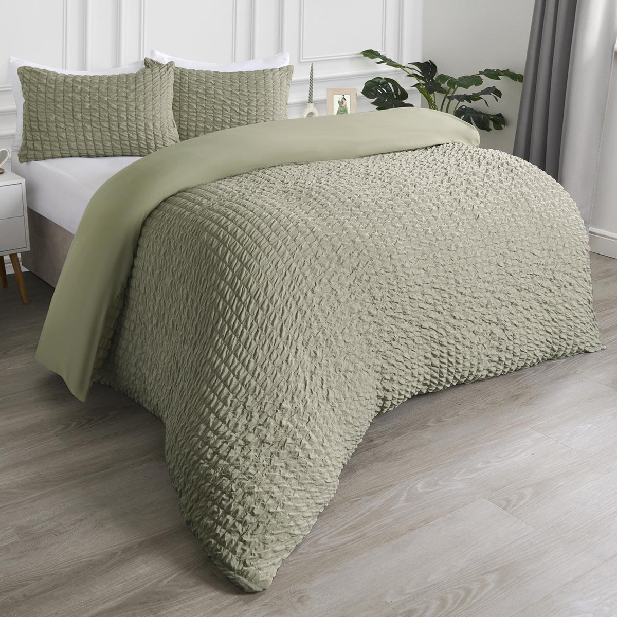 Luxury Seersucker Duvet Cover Set Geo Pillowcase Quilt Bedding Double King Size