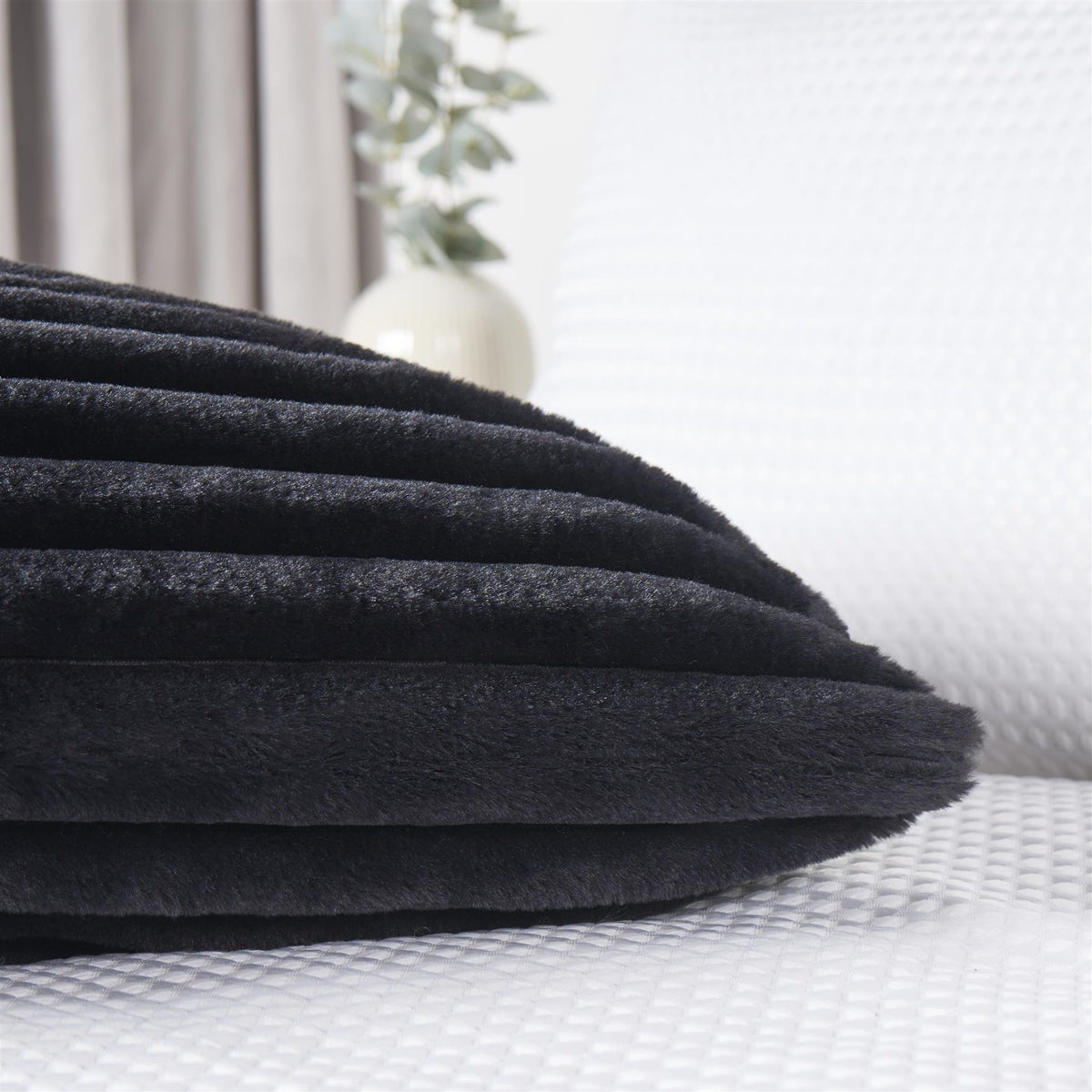 OHS Ribbed Bolster Pillow Faux Fur Long Luxury Soft Maternity Support Cushion