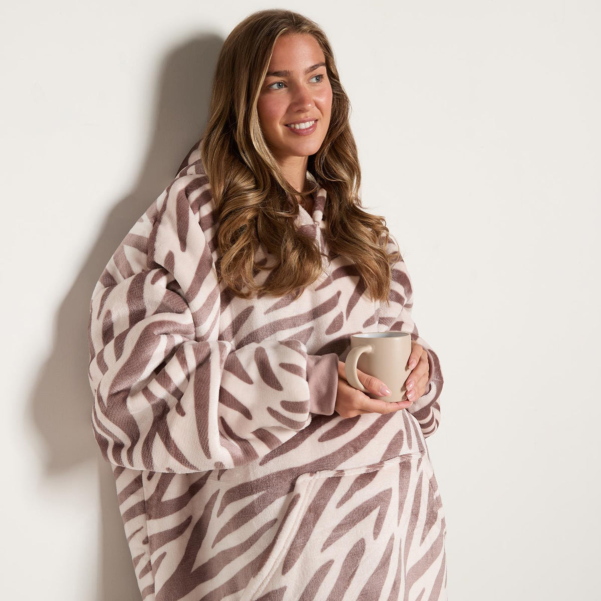 OHS Animal Prints Hoodie Blanket Sherpa Lined Fleece Wearable Throw