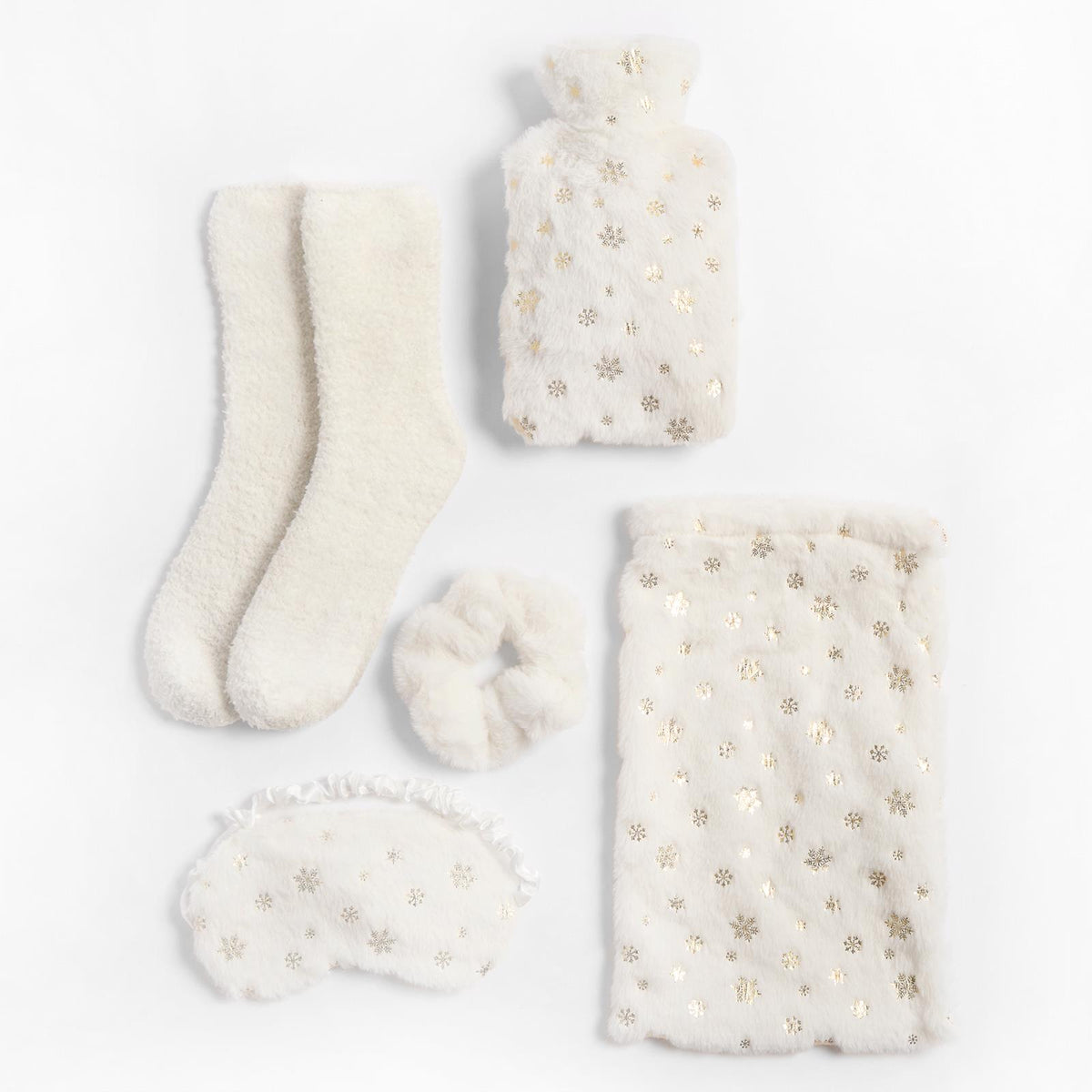 OHS Hot Water Bottle Gift Set Winter Warm Socks Eye Mask Scrunchie