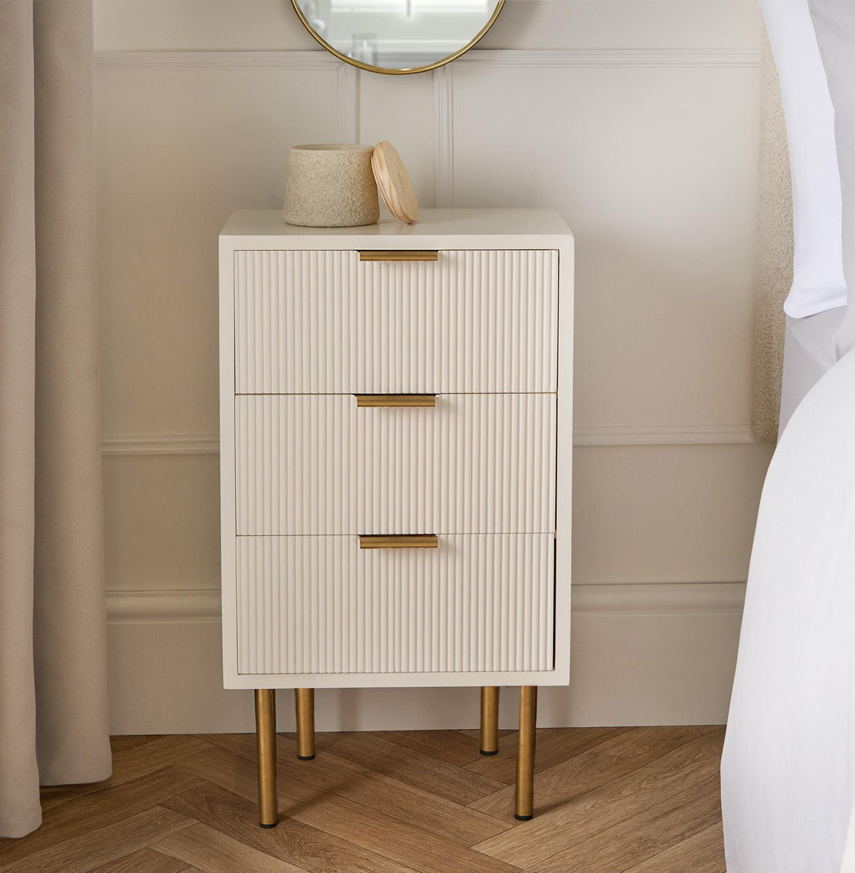OHS Ribbed Drawer Unit Bedside Table 3/4/5/6 Draw Cabinet Nightstand Sideboard