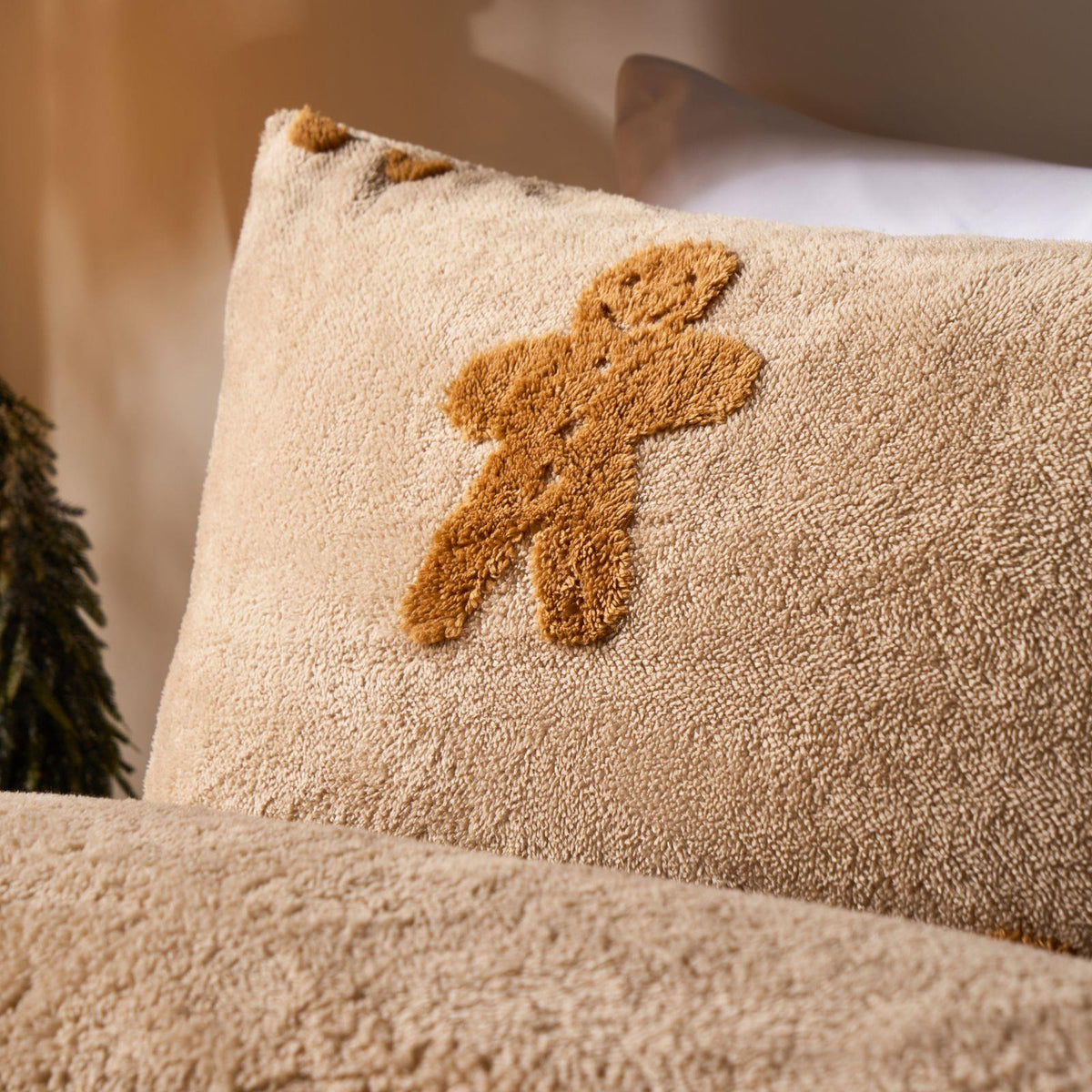 OHS Tufted Gingerbread Bedding Set Fleece Winter Duvet Cover with Pillowcase