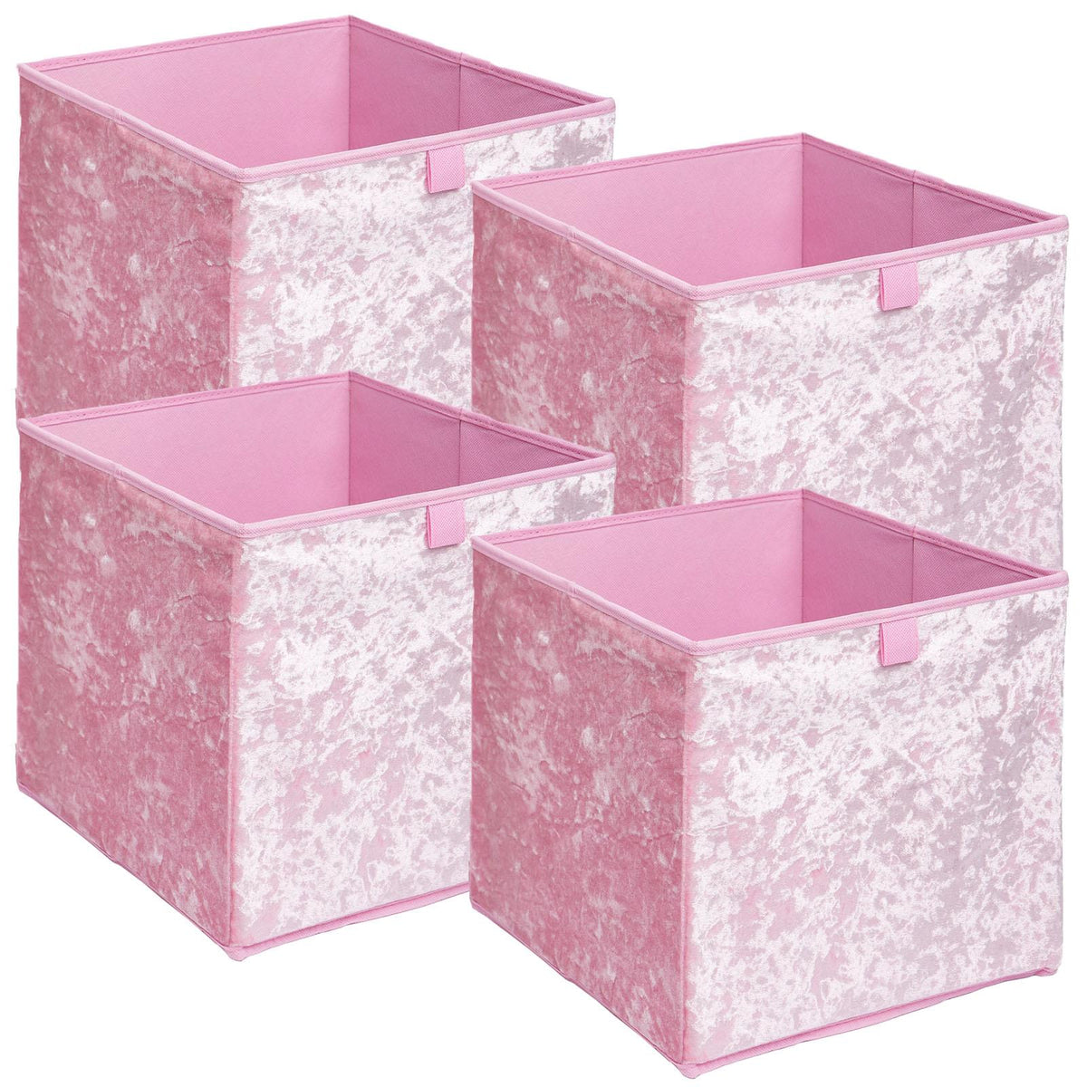 OHS Crushed Velvet Storage Boxes Cube Set Square Foldable Folding Toys Clothes