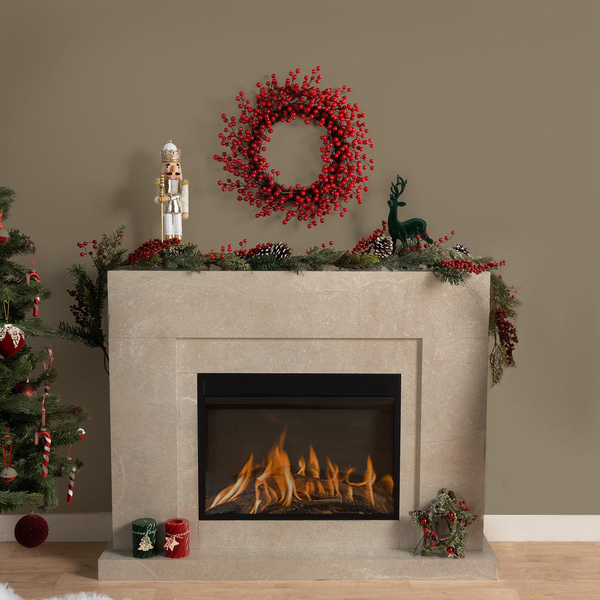 OHS Artificial Xmas Wreath Door Wall Home Party Table Decor Winter Spring