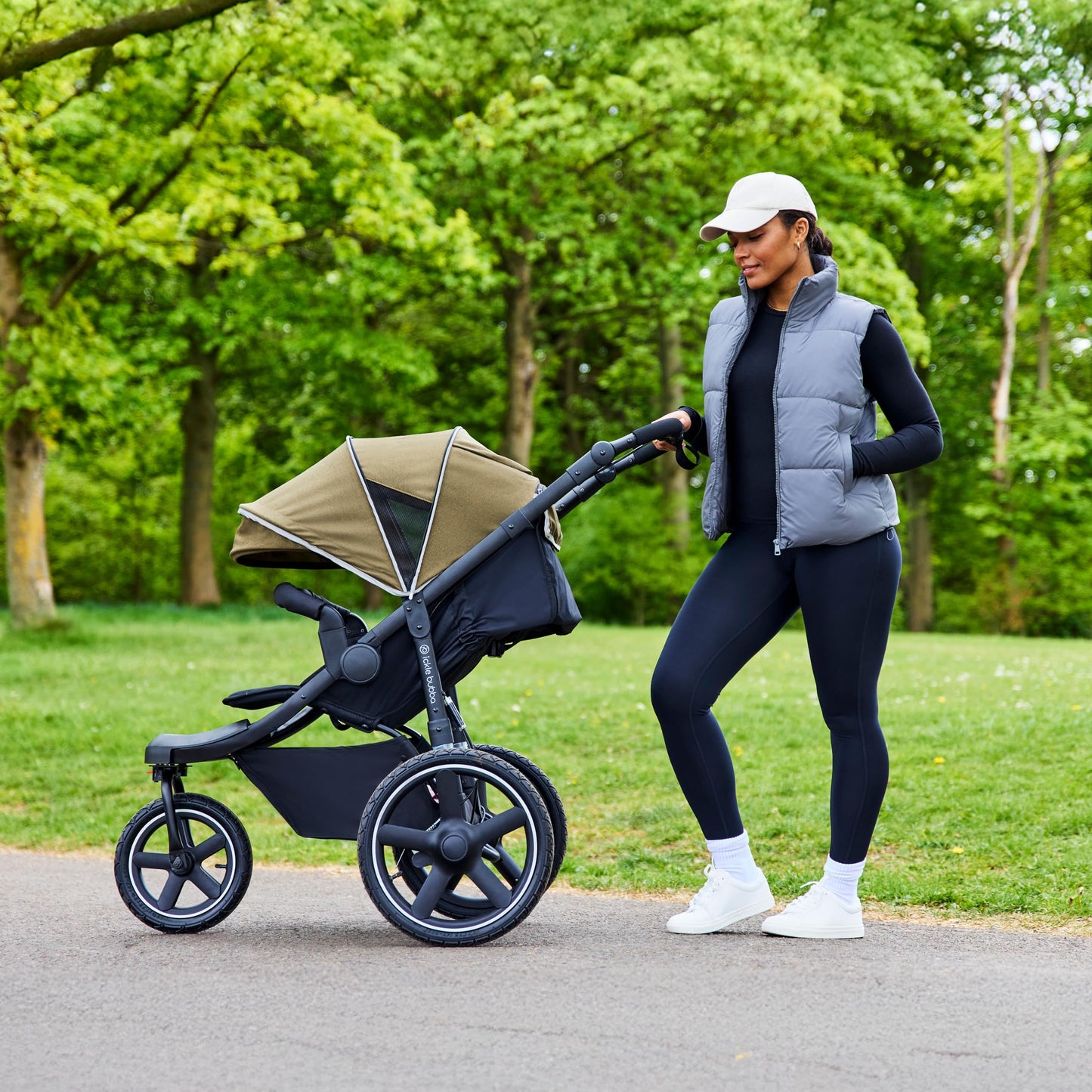 Ickle Bubba Venus Jogger Pro Max Stroller (Charcoal Grey) – All-Terrain 3-Wheel Pushchair from Birth to 22kg, Waterproof Hood & Footwarmer, Adjustable Handle, Cup Holder & Self-Locking Fold