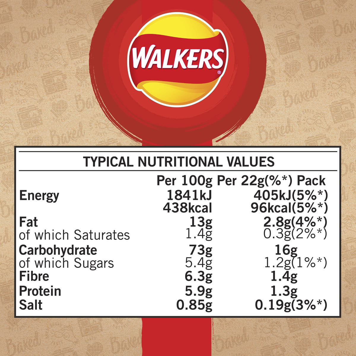 Walkers Baked Snacks Sea Salt 6 x 22g