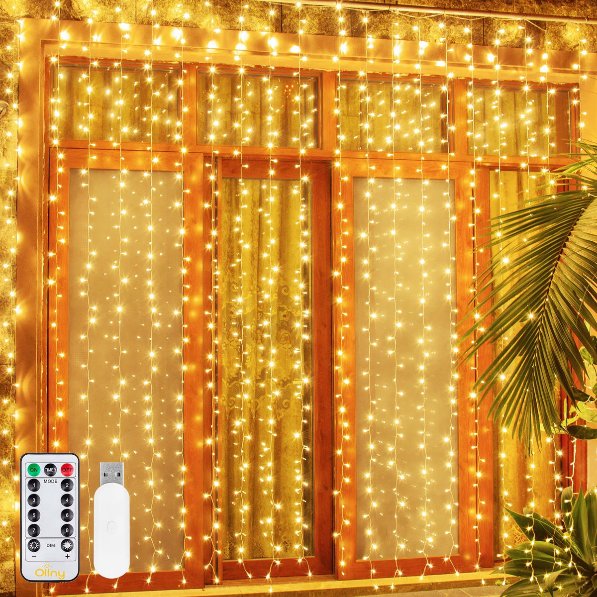 Ollny Curtain Fairy Lights, 200 LEDs 2mx2m Window String Lights Multicolour