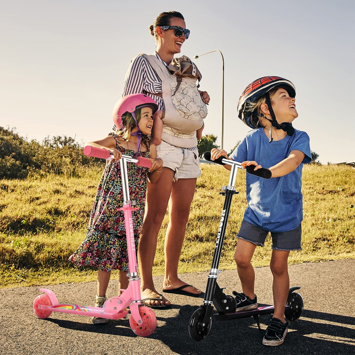 TENBOOM Kids Scooter with LED Light-Up Wheels — Adjustable Height, Aluminium Frame