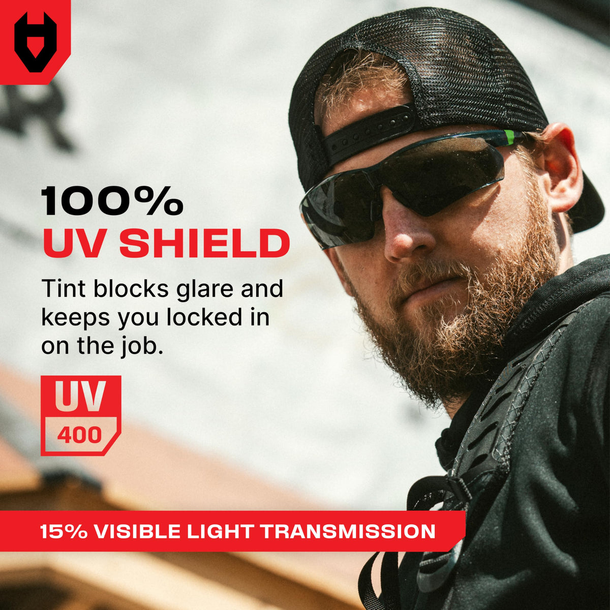 NoCry Clear Safety Glasses for Work with Anti Fog Scratch Resistant Wrap-Around Lenses and Non-Slip Grips, UV Protection. Adjustable Eye Protection Cycling and Squash Glasses with Black & Green Frames