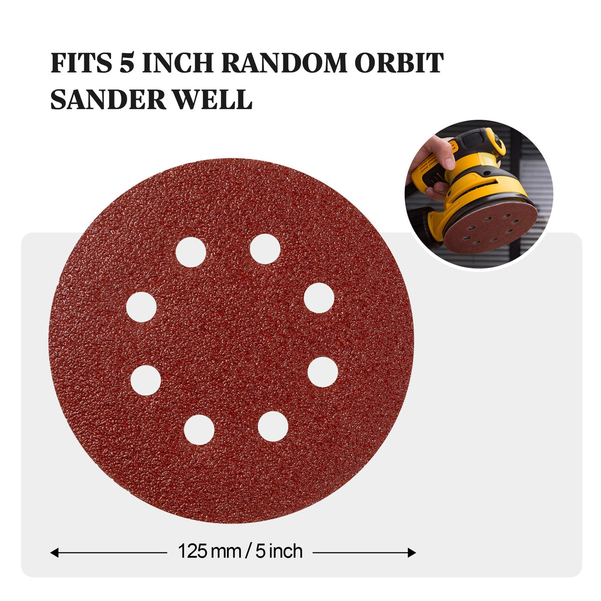 SATC Sanding Discs 150 Grit 110PCS Orbital Sander Discs 125mm Hook and Loop Round Orbital Sander Pads for Sanding