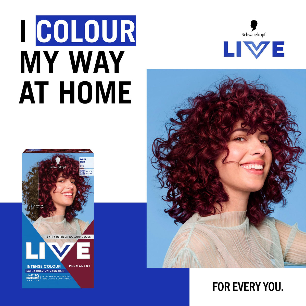 Schwarzkopf LIVE Intense Colour Hair Dye, 099 Deep Black