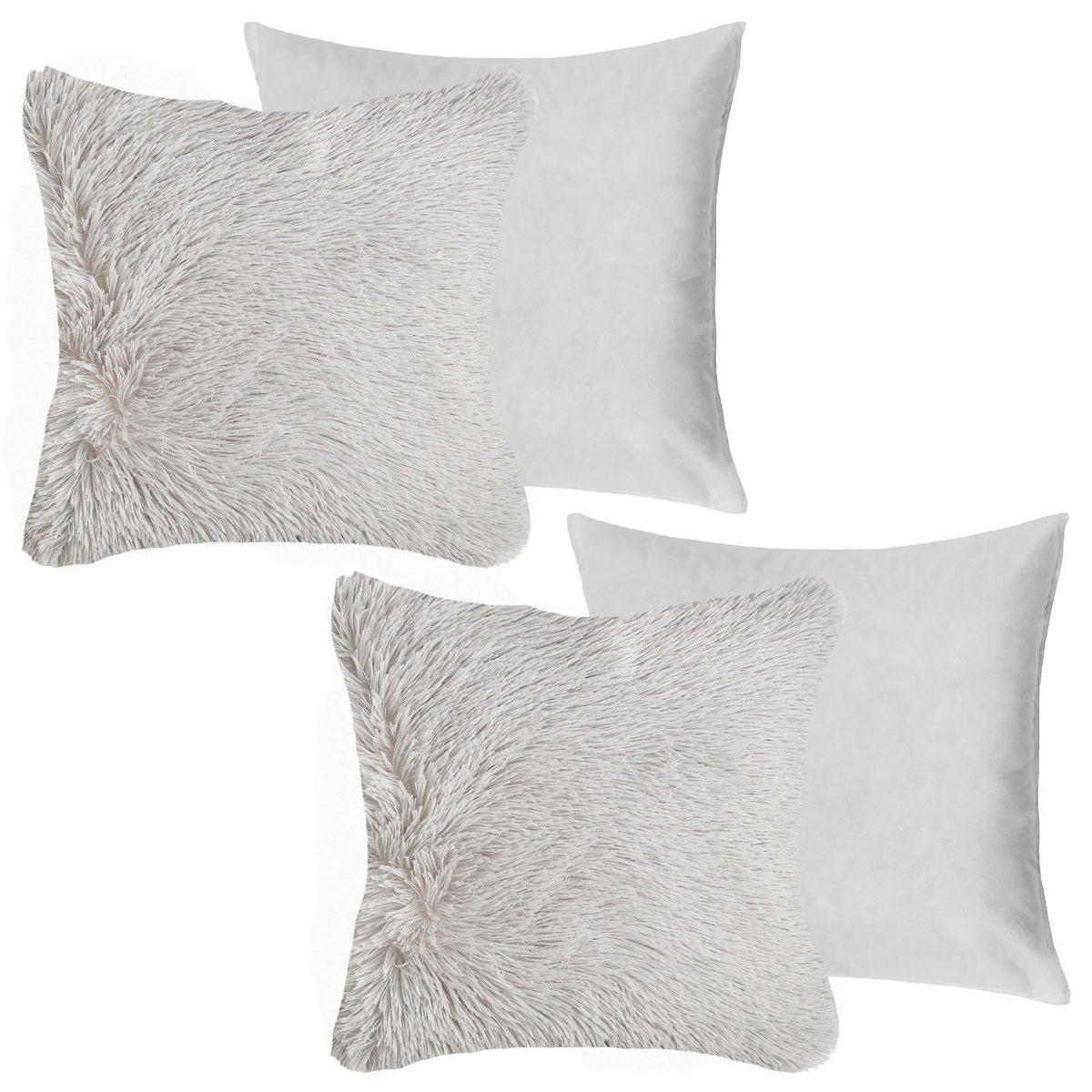 OHS Fluffy Cushion Covers 2 Pack Soft Fleece Square Pillowcases Home Decor