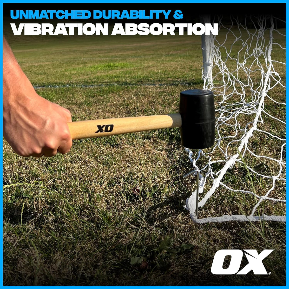 OX Trade Black Rubber Mallet 16oz / 450g, Non-Marking Hammer, Wooden Handle
