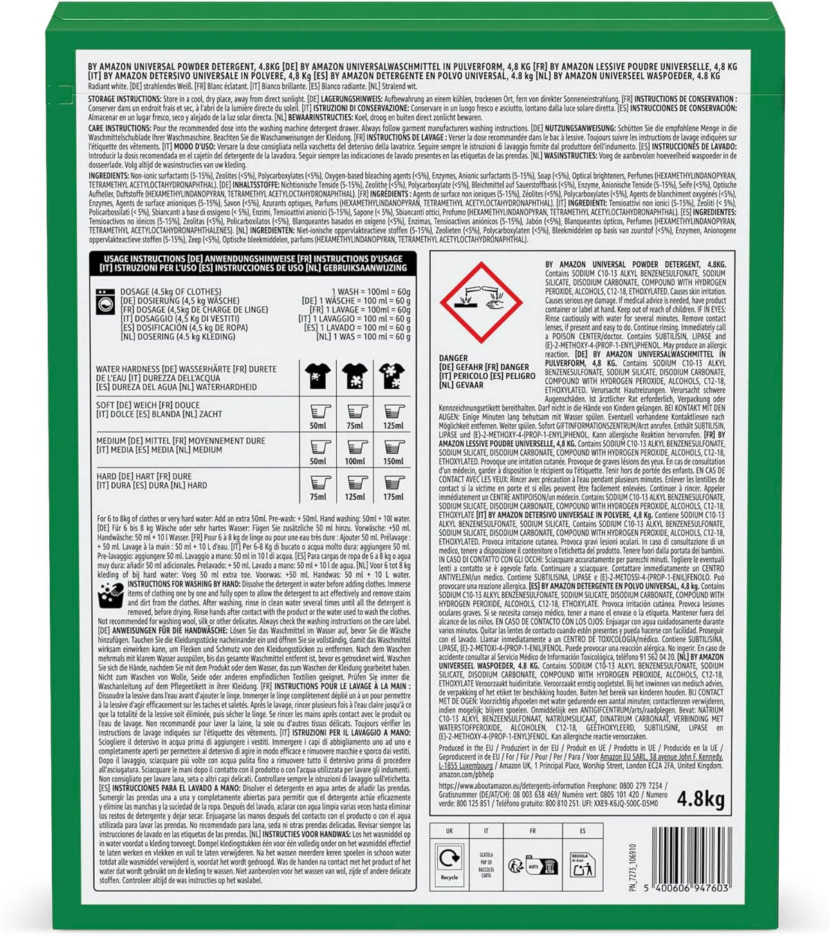 by Amazon Universal Powder Detergent, 4.8kg, 80 washes