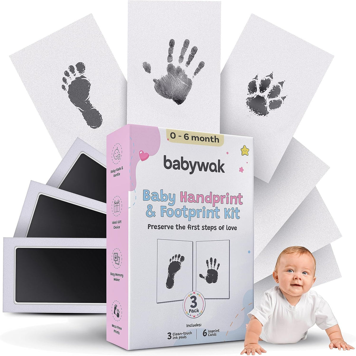Baby Hand and Footprint Kit – Inkless Ink Pad for Newborn, Baby Shower Gift