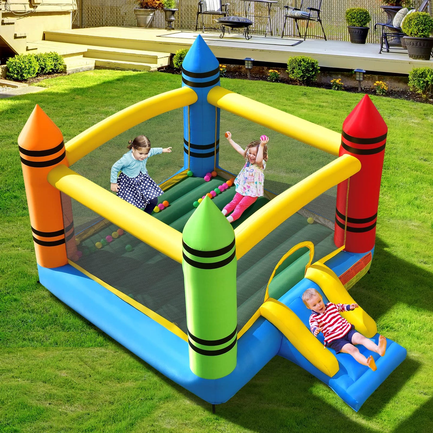 Maxmass Kids Inflatable Bouncy Castle with Slide — 260x205x190cm | Ages 3-10