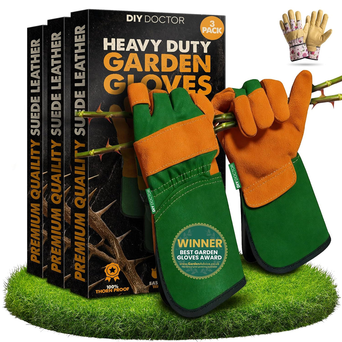 DIY Doctor Leather Gardening Gloves, Unisex Thorn Proof, 3 Pack
