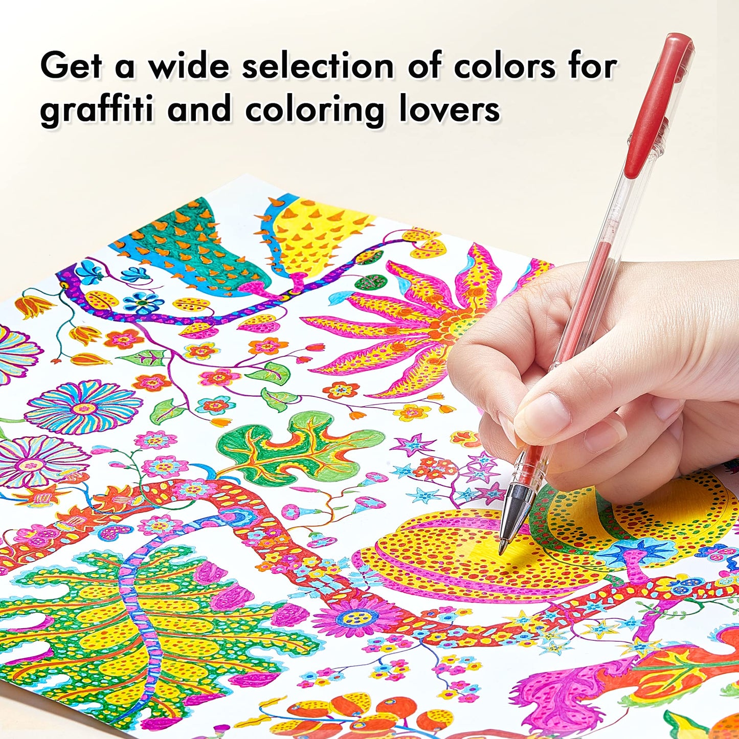 Shuttle Art Gel Pens for Colouring, 260 Pack Gel Pens Set, 130 Assorted Colours plus 130 Refills, Glitter Neon Pastel Metallic Colours, Ideal for Adult Colouring Books, Doodling, Drawing, Writing