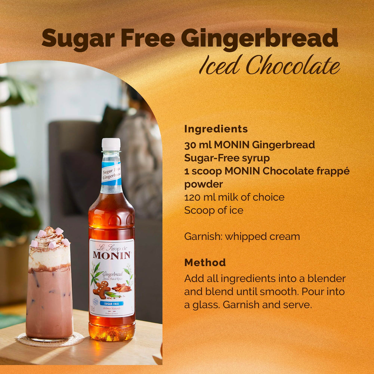 MONIN Premium Caramel Sugar Free Syrup 1L for Coffee and Cocktails. Vegan-Friendly, Allergen-Free, 100 Percent Natural Flavours and Colourings. Sugar-Free Coffee Syrup