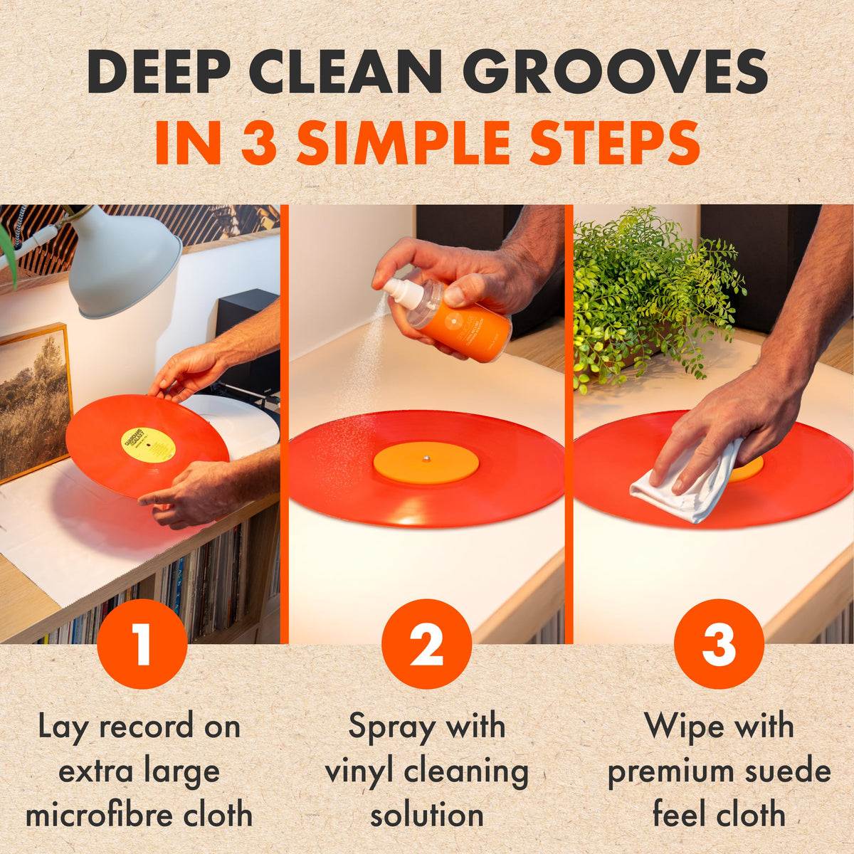 SPINCARE Vinyl Record Cleaner Kit | 5-in-1 Essentials Vinyl Cleaning Set
