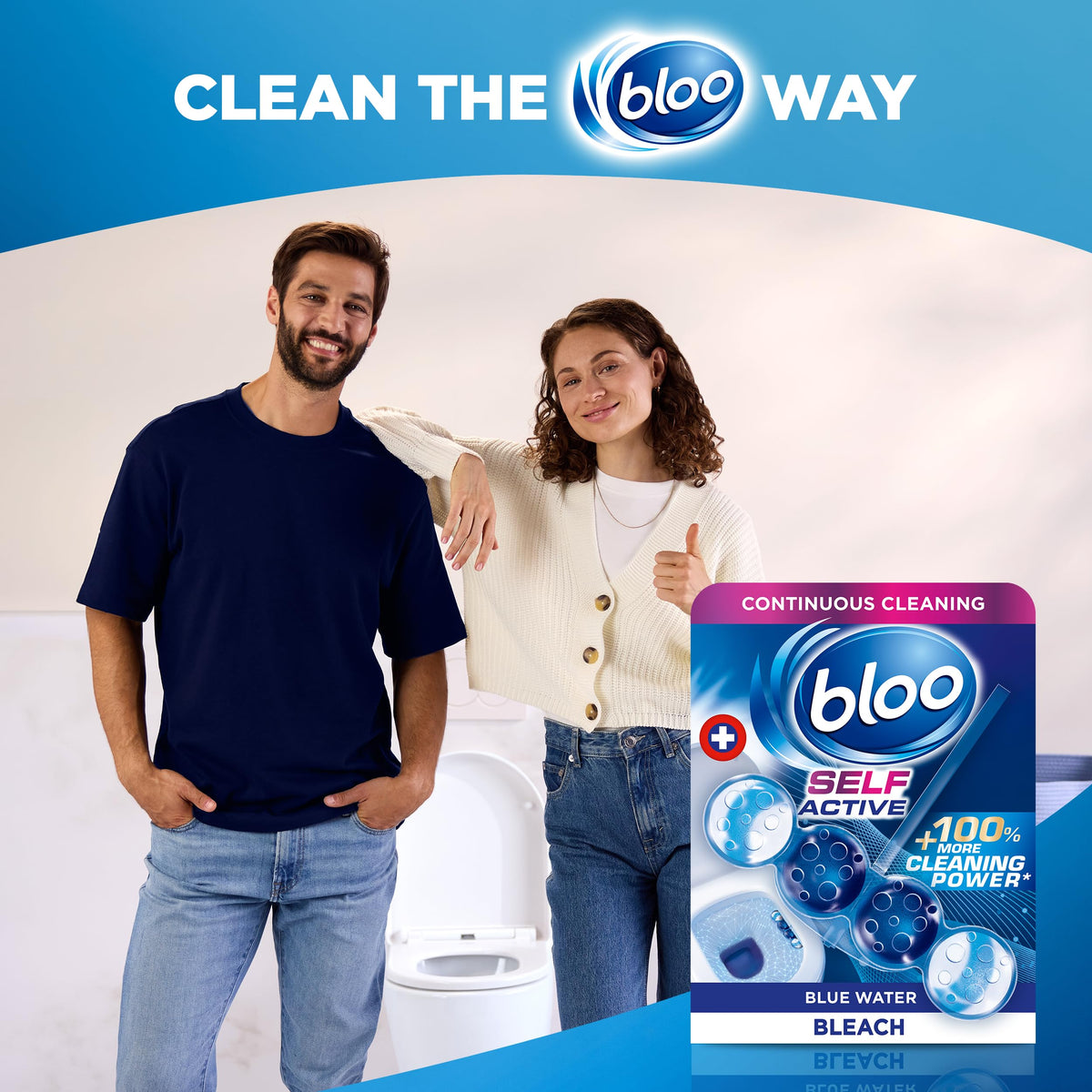 Bloo Self Active Single Toilet Rim Block and Bowl Cleaner with Flower. Hanging Toilet Bowl Cleaner Rim Block with 100% More Cleaning Power.