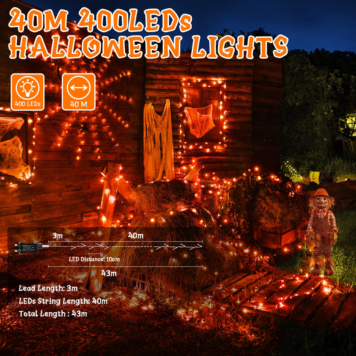 Ollny Smart Outdoor Fairy Lights, 20m 200 LEDs, RGB+W, App Control