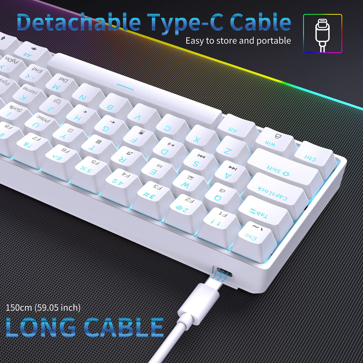 Dierya DK61SE 60% Gaming Keyboard, Wired, US QWERTY, Brown Switches, Black