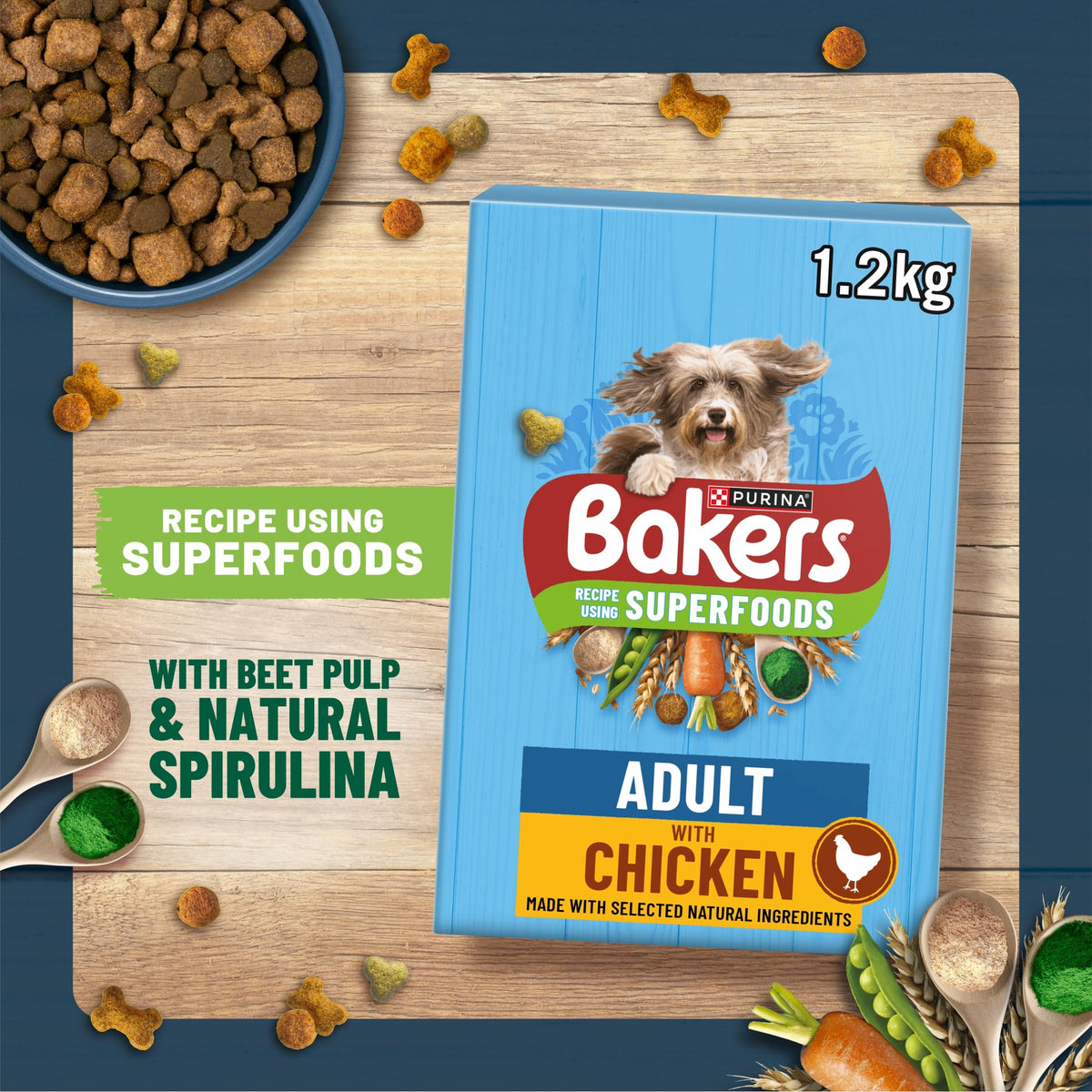 BAKERS Superfoods Small Dog Adult Dry Dog Food Chicken 1.1kg (Pack of 5)