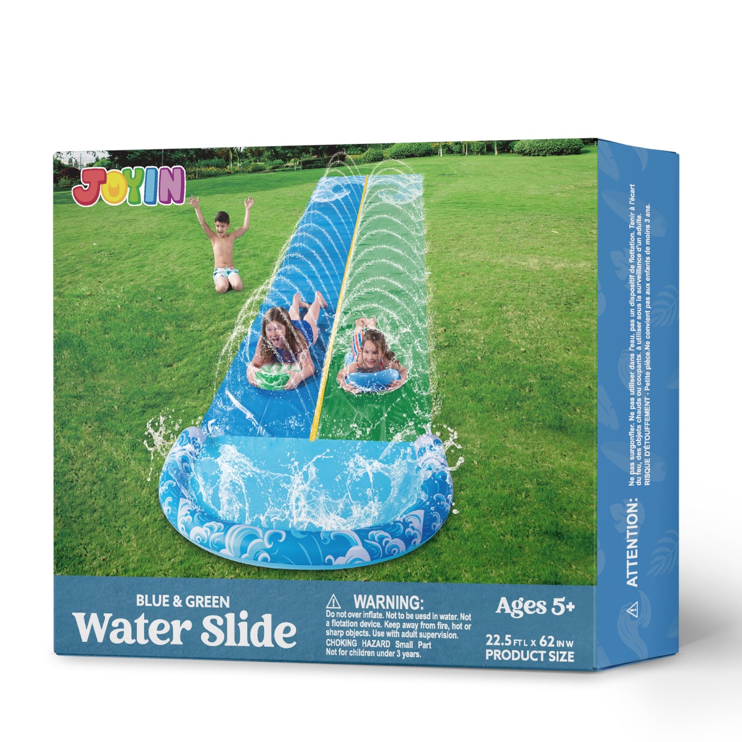 JOYIN 685cm Water Slides and 2 Bodyboards, Lawn Waterslides Summer Water Toy with Build in Sprinkler for Backyard Outdoor Water Fun for Kids Adults