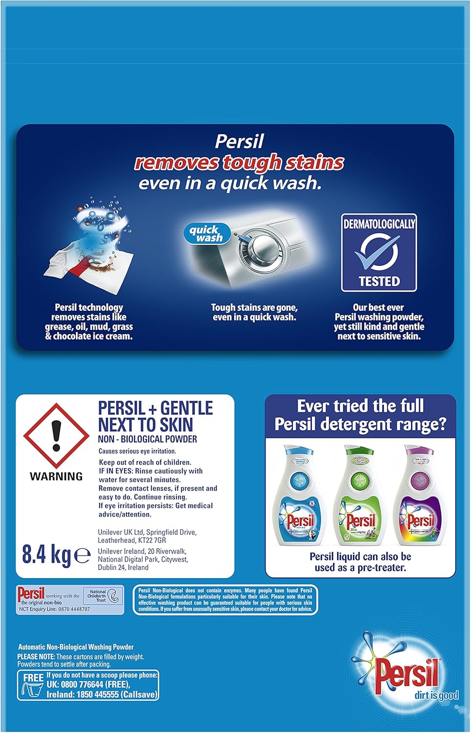 Persil Non Bio Colour Washing Powder, Clean And Fresh Fragranced Laundry Detergent For Clothes, Large Family Pack (8.4 kg)