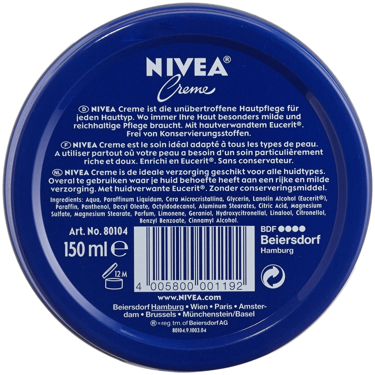 NIVEA Creme Moisturising Cream for Face, Body and Hands, 400 ml