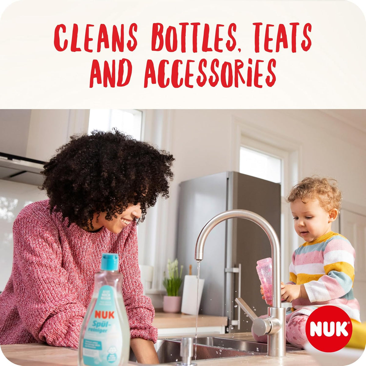 NUK Baby Bottle Cleanser | 500 ml | Ideal for Cleaning Baby Bottles, Teats & Accessories | Fragrance Free Cleaner | pH Neutral | 100% Recyclable Bottle
